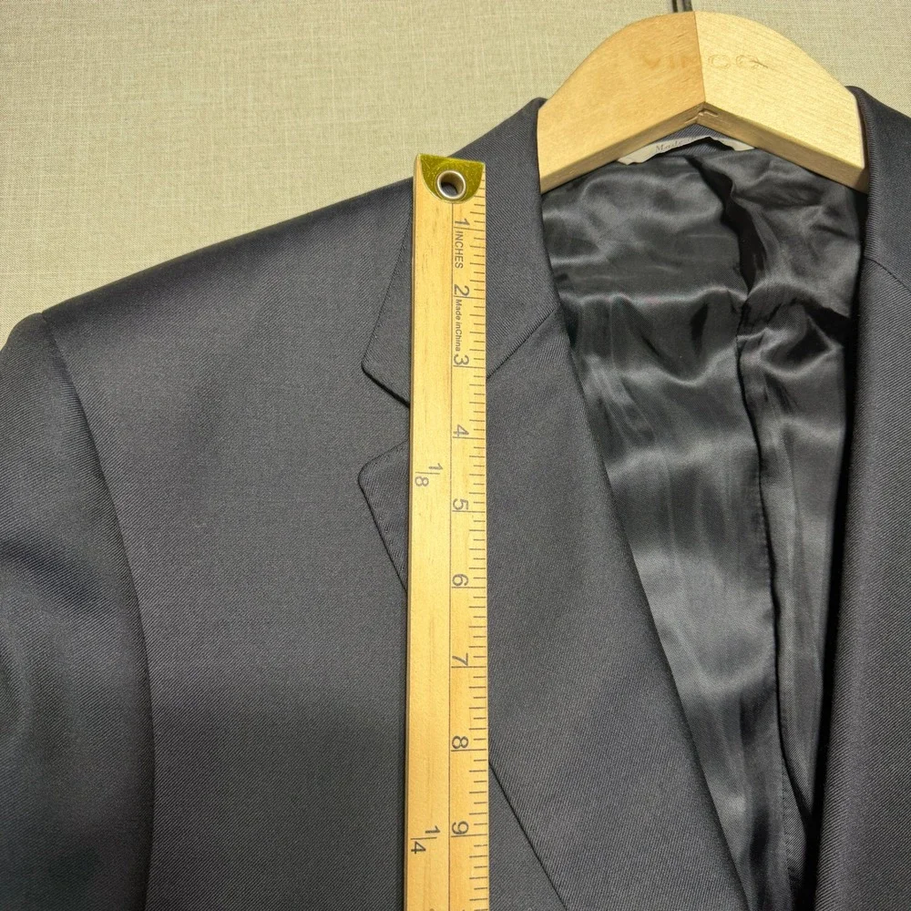 Canali Suit Men 44 - 37x33 Navy Blue Solid LS 2-Button Wool Italian Luxury